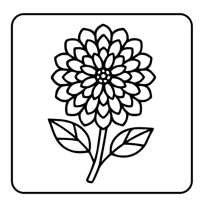 Large flower with leaves — uncolored interior preview