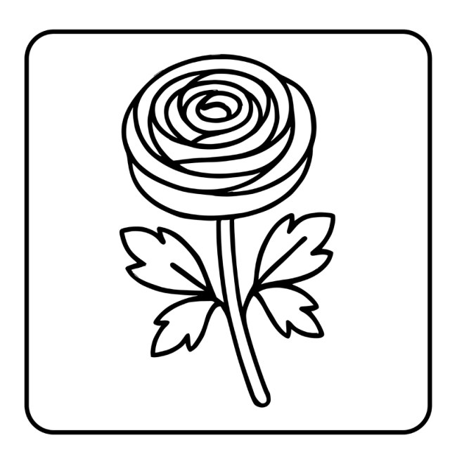Single rose and leaves — uncolored interior preview