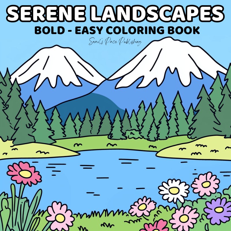 Serene Landscapes paperback coloring book cover